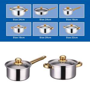 Juego de Utensilios de Cocina Clásicos de Acero Inoxidable con Sartén Antiadherente, Mango Chapado en Oro Ecológico, Juego de Cocina de 1 Pieza - Product Image 2