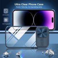 Couvercle de Protection complète de l'objectif du curseur de caméra transparent pour étui de téléphone iPhone fenêtre coulissante