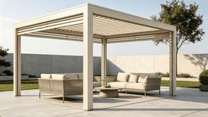 Pergola moderne en aluminium de qualité supérieure RKOVE RK-C1 avec portes coulissantes en verre entièrement fermées et toit à lamelles pour patio et villa - Product Image 5