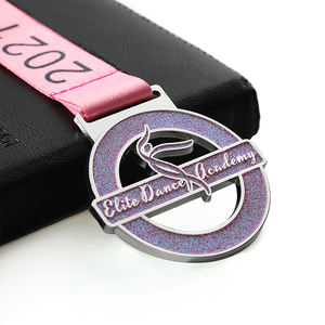 Médaille de graduation d'école de danse classique, latine et moderne, médailles personnalisées en 3D, design moulé sous pression, médailles de danse rose avec paillettes - Product Image 6