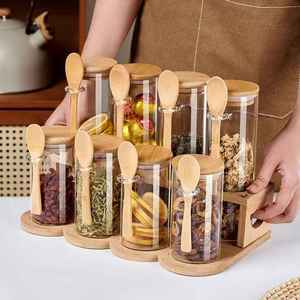 WISHOME <span class=keywords><strong>Barattoli</strong></span> in Vetro Ermetici con Coperchi in Bambù e Cucchiai <span class=keywords><strong>per</strong></span> Conservare Caffè, Zucchero, Sale, Tè, Spezie e <span class=keywords><strong>Alimenti</strong></span> - Product Image 2