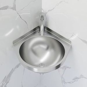 <span class=keywords><strong>Lavabo</strong></span> Angolare da Parete in <span class=keywords><strong>Acciaio</strong></span> Inox 304 per <span class=keywords><strong>Bagno</strong></span> di Piccoli Appartamenti, Design Moderno e Facile da Pulire - Product Image 3