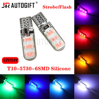 Ampoule LED W5W 194 T10 24V 12V à clignotement stroboscopique, en silicone, 5730 6SMD 5630, pour éclairage de dôme de voiture, blanc, rouge, bleu, type cale, pour feux de stationnement
