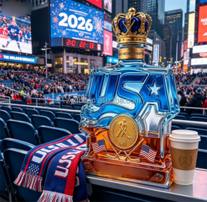 Decantador de Vidrio Soplado a Mano al por Mayor, Diseño USA Hockey 2026 Milán Milagro, Sin Plomo, de Borosilicato de Alta Calidad, Botella de Licor para Eventos Deportivos de Campeones - Product Image 3