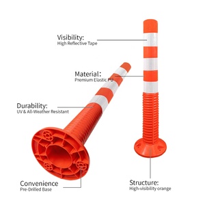 XINYE Postes de Advertencia de PU de 750 mm, Balizas de Seguridad Vial de Alta Visibilidad, Plegables y Reflectantes - Product Image 1