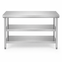 Table de travail en acier inoxydable à trois niveaux pour cuisine commerciale, directement de l'usine, pour restaurant