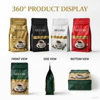 Sachet d'emballage alimentaire personnalisé refermable en aluminium de qualité alimentaire à fond plat pour café, thé et autres produits alimentaires