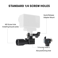 Adaptateur de vélo rotatif à 360° en alliage d'aluminium, double filetage M5 1/4'', certifié CE pour un montage sécurisé, support de caméra/téléphone pour vélo