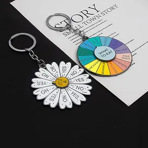 Fábrica Custom Free Desgin Engraçado Girando Atacado Metal Alloy Turntable Keychain Em Branco Promocional Soft Esmalte Keychain