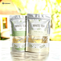 Sachets de thé en gros de qualité alimentaire, pochettes verticales personnalisées avec logo imprimé, refermables à fermeture éclair pour l'emballage du thé
