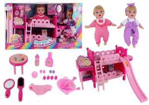 Happy Baby I Love Twin House Ensemble de poupées avec meubles et accessoires pour filles de 3 ans et plus - Product Image 1
