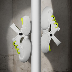 Zuecos de Plataforma Gruesa de una Pieza de EVA para Hombre, Blancos con Verde Neón, con Cordones, Antideslizantes, Sandalias de Senderismo para Exteriores - Product Image 1