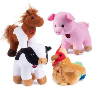 Jouets animaux de ferme en peluche personnalisés pour tout-petits 4 animaux en peluche parlant une vache en peluche un cheval en peluche