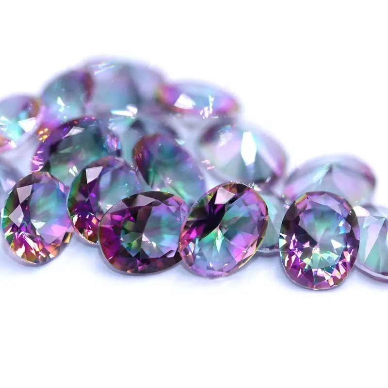 Redleaf Jewelry Loose Gems Amethyst Rainbow Oval Shape Glass Wholesale Making Jewelry Pendant Bracelet Earring Oval Cut 3A 4A 5A
