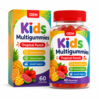 Gummies multivitaminées sans gélatine pour enfants, à base de pectine, pour le soutien quotidien de la croissance des enfants, saveur tropicale, vente en gros OEM