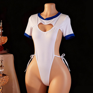 Lingerie bodysuit met verborgen sluiting en open kruis, uitgehold, strak, van polyester - Product Image 4