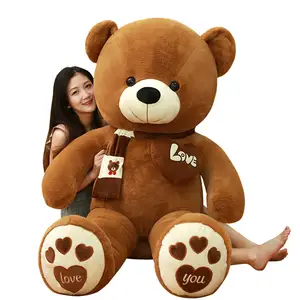 العملاق تيدي الدببة كبيرة لعبة طرية على شكل حيوان مع وشاح حيوانات محشوة عيد ميلاد الطفل هدية الأحبة الدببة