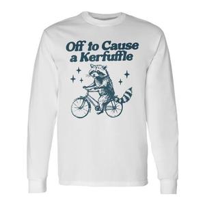 T-shirt a maniche lunghe unisex con stampa serigrafica del meme Raccoon Tomfoolery, girocollo, per attività promozionali per adulti - Product Image 1