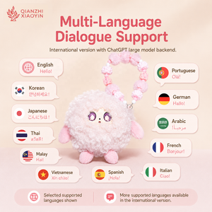 Llavero de Peluche de Oveja Rizada Rosa con IA, Compañero con Clonación de Voz en Más de 80 Idiomas (ChatGPT), Memoria de Largo Plazo y Múltiples Roles, Cadena de Cuentas Esponjosa - Product Image 4