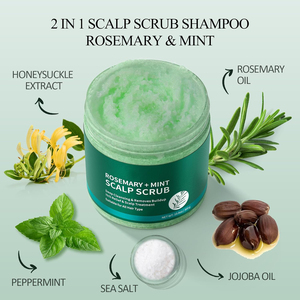Champú de Sal Marina para el Cabello de Limpieza Profunda, <span class=keywords><strong>Exfoliante</strong></span> Nutritivo para el Cuero Cabelludo que Elimina la Caspa y Alivia la Picazón, Champú <span class=keywords><strong>Exfoliante</strong></span> de Romero para el Cuero Cabelludo - Product Image 2