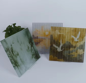 Panneau de verre artistique texturé à cannelures imprimé d'un paysage chinois pour la décoration intérieure, les cloisons, les meubles et les portes - Product Image 2