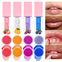 Vente en gros 3 pièces rose ensemble de soins des lèvres hydratant naturel dodu végétalien baume à lèvres huile gommage Kit minéral marque privée brillant à lèvres