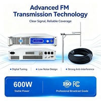 Kit de Transmisor FM de 600W, Estéreo LPFM 87.5-108MHz, Paquete de Mini Estación de Radio que Incluye Antena y Cable de Señal