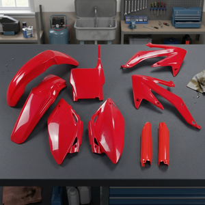 Kit Completo in Plastica XFUN per CRF 450R 2007 Rosso 070 Made in Italy Include Luci e Metallo con Materiale in Gomma - Product Image 2