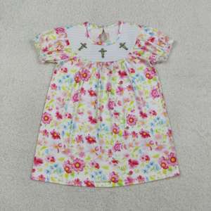 Vestido RTS de Línea A con Estampado Floral de Conejito de Pascua, Lindo Vestido Casual Transpirable de Verano para Niñas - Product Image 4
