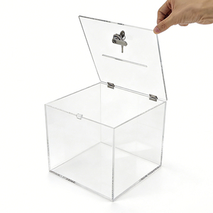 Caja de Donaciones Acrílica Transparente con Cerradura, Tamaño Personalizado, Urna para Votaciones, Caja de Opiniones, Caja de Caridad con Cerradura - Product Image 1