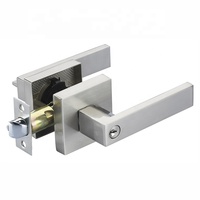 Poignée de porte carrée de style américain moderne avec serrure, en laiton robuste, à levier tubulaire, à clé, durable