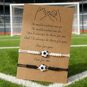 Lot de 2 bracelets <span class=keywords><strong>d</strong></span>'amitié football en promotion – Idéal pour les activités en couple, cadeau bijou - Product Image 1