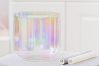Creuset en quartz coloré transparent de 6 à 12 pouces Bol d'ode en cristal pour la méditation musicale Thérapie sonore Yoga Comprend un anneau de bâton