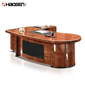 Good quality Business director Working executive office table curved desk and chairs manufacturer