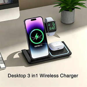 Produits de dropshipping, chargeur magnétique rapide 15W pour IWatch, pour écouteurs, chargeurs sans fil 3 en 1 avec lumière pour téléphone 17 Pro Max - Product Image 1
