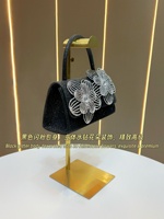 Damen Glänzende Tragetasche Große Strass 3D-Blumen Clutch-Taschen Ketten-Umhängetasche Elegante Goldgriff Diamant-Taschen