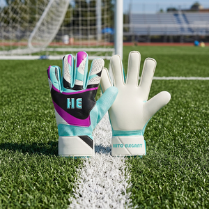 Gants de gardien de but de football professionnels personnalisés 2025 avec logo, en cuir respirant de haute qualité, à doigts complets, antidérapants, avec fermeture auto-agrippante - Product Image 3
