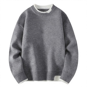 Pull décontracté à col rond pour homme ANSZKTN, printemps et automne, tricoté avec motif, anti-boulochage, laine/acrylique, matière épaisse - Product Image 4
