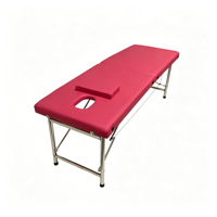 Table de massage pliable stable à 2 sections avec pieds en acier inoxydable, table de thérapie professionnelle pour spa