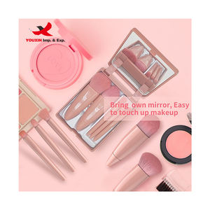 FENGFLY Lot de 5 mini pinceaux cosmétiques portables de voyage, rose doux, synthétiques, avec miroir, pour le blush, prix de gros, approvisionnement mixte - Product Image 3