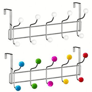Crochet de salle de bain en acier inoxydable 304, 5 crochets, en bois noir et or, avec butée de porte et patère pour vestiaire de toilettes publiques - Product Image 1