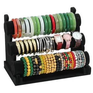 Blues Oem Wholesale New Arrival Multi Color 3 Floors Velvet Bangle Bracelet Holder Stand For Jewelry Display