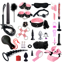 Ensemble de bondage BDSM de 32 pièces avec menottes, plug anal et vibrateur pour femmes - Matériel PU
