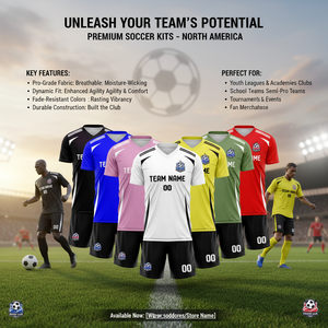 Formelles Fußballtrikot-Set mit V-Ausschnitt und Shorts, personalisierte Anpassung, OEM, verbesserte Ausführung, Direktverkauf ab Werk. - Product Image 1