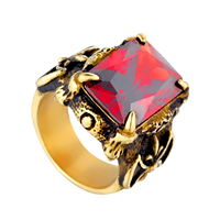 Bague Viking de l'Honneur Rétro en Acier Titane avec Zircon Plaqué Or 18K Style Masculin Dominant VIKING LABORATORIES