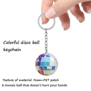 고품질 미니 컬러풀 플라스틱 소재 키체인 가방 펜던트 디스코 미러볼 키링 기타 파티 장식용 - Product Image 4