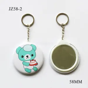 Porte-clés miroir bouton badge en étain/58mm porte-clés rond avec miroir/ébauches pour épinglettes