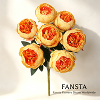 Bouquet de 7 pivoines artificielles en soie de style européen, fleurs artificielles pour mur floral de mariage, décoration de table et arrangement floral