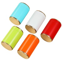 Boîte de rangement ronde en fer blanc 90*H140mm, multicolore, hermétique, pour thé en vrac, matcha, café en poudre