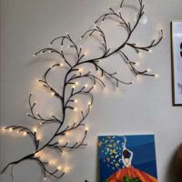 Décorations de fête en plastique, branche de saule, guirlande LED, décoration murale féerique pour usage intérieur/extérieur